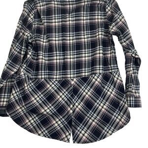 G.H. Bass & Co. Women's Plaid Blouse Shirt 100% Cotton Blue White Pink Size  XXL